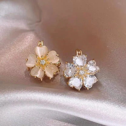 Flor Diamantes Pendientes | Oro 18k