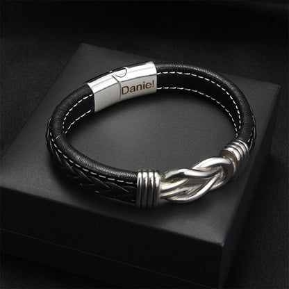 Brazalete con Nudo Infinito para Hijo - Set de Regalo y Nombre Grabado