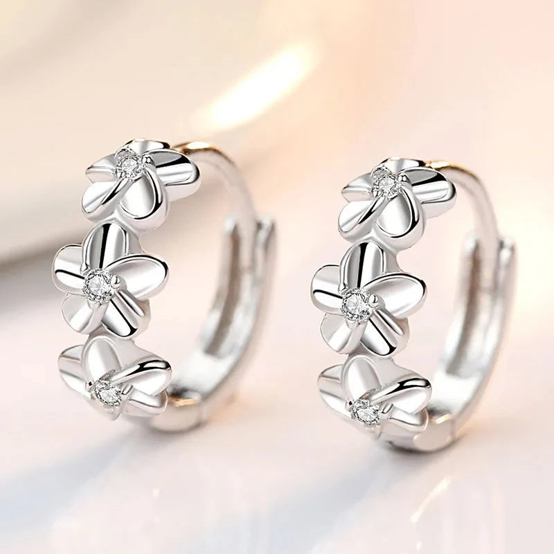 Flor Diamante Pendientes | Plata 925